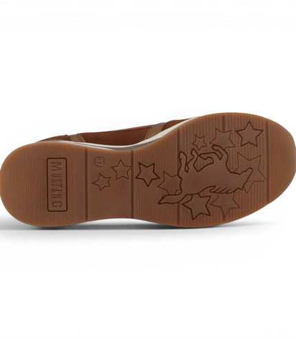Mustang Women's Tan Cream Platform Sneaker Trainer Casual Shoes - M0872002