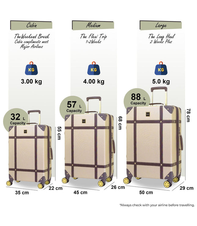 Alston Set of 3 Hard Shell Suitcase in Gold