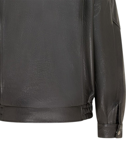 Mens Black Lamb Leather Biker Blouson Jacket - Big Bomber