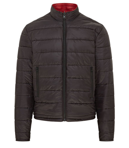 Mens Reversible Hooded Leather Jacket Premium Lambskin Napa - Red/Black