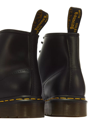 Dr Martens 101 Yellow Stitch Black Leather 6-Eye Ankle Boots - 26230001