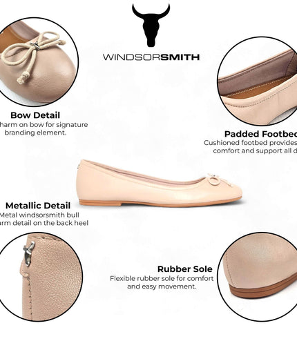 Windsorsmith Womens Blush Pink Leather Mocassin Flat Shoes - Babydoll