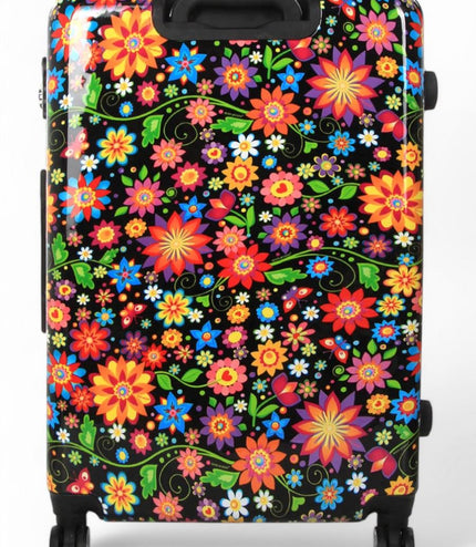 Ballina Large Hard Shell Suitcase in Black Flower