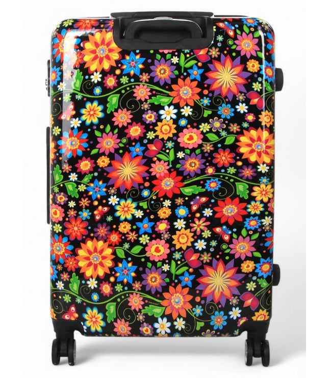 Ballina Large Hard Shell Suitcase in Black Flower