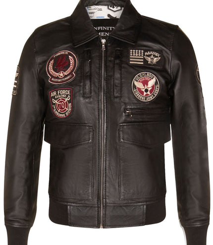 Mens Leather Air Force Bomber Jacket - Dublin - Black