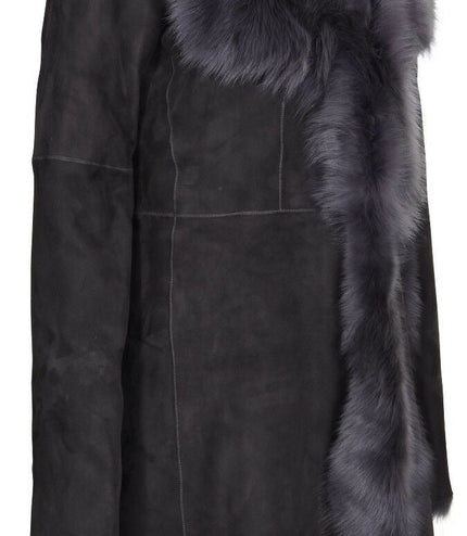 Womens Toscana Sheepskin Suede Trench Coat-Tbilisi - Grey