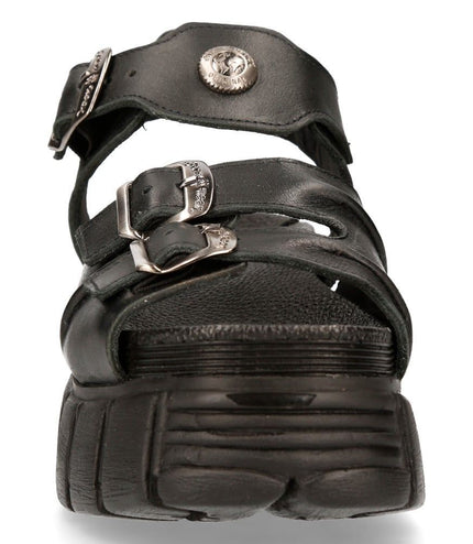 New Rock Unisex Metallic Black Punk Sandal Boots - M-BIOS101-C2