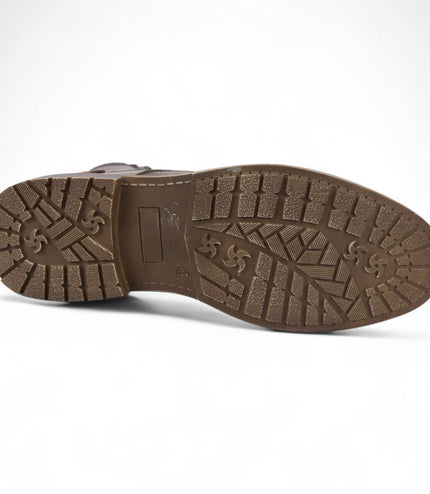 Men's Brown Biker Lace-Up Ankle Boots