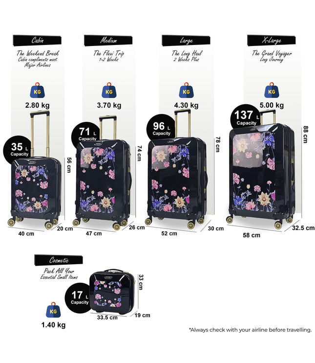 Canvey Set of 4 Hard Shell Suitcase in Black