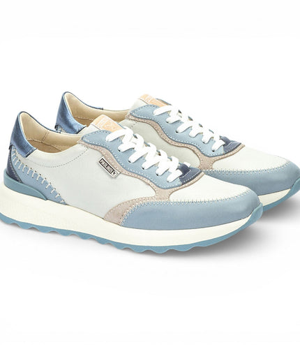 Pikolinos Women's Denim Blue Leather Lace Up Sneaker Trainers Shoes - Arrecife