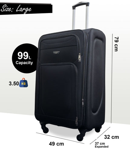 Nagoya Large Soft Shell Suitcase in Black