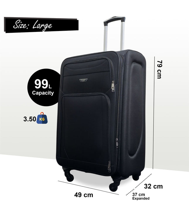 Nagoya Large Soft Shell Suitcase in Black