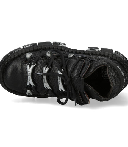 New Rock M-106Wall-C65 Python Black Leather Platform Ankle Boots