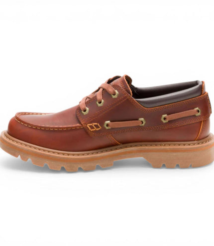 CAT (Caterpillar) Mens Dark Russet Brown Leather Low-Cut Boots - Colorado Boat Lo