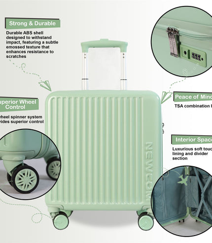 Hard Shell Cabin 44 x 22 x 38 cm Green TSA Secure Luggage Suitcase Suitable for Easyjet, Ryanair