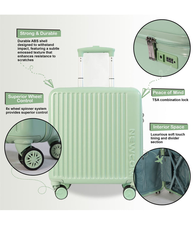 Hard Shell Cabin 44 x 22 x 38 cm Green TSA Secure Luggage Suitcase Suitable for Easyjet, Ryanair