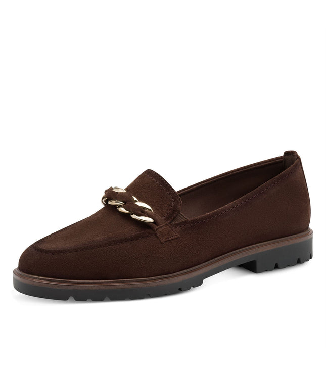Tamaris Womens Mocca Brown Suede Leather Loafers Shoes