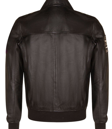 Mens Leather Air Force Bomber Jacket - Dublin - Black
