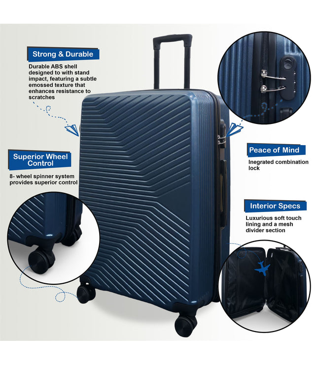 Junee Set of 3 Hard Shell Suitcase in Blue