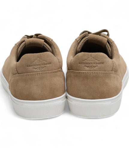 Antique Rogue Men's Stone Taupe Suede Leather Trainer Sneaker Shoes - Gibbs