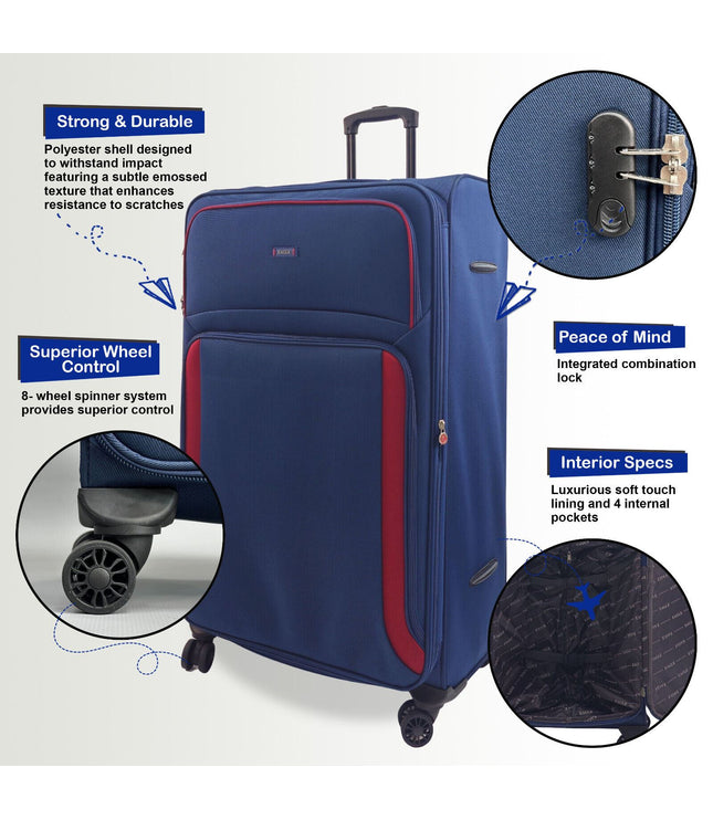 Arundel Set of 3 Soft Shell Suitcase in Navy