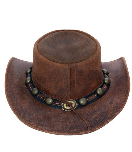 Cowboy Aussie Real Leather Hat Australian Tan Brown Western Outback Bush Hat