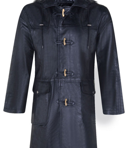 Mens Leather Duffle Classic Coat-Aylesbury