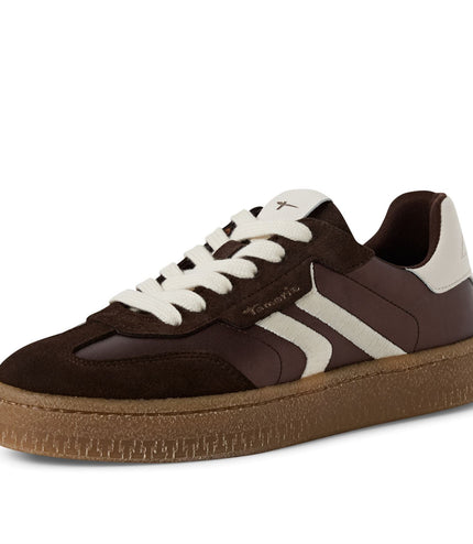 Tamaris Womens Brown White Suede Leather Fashion Lace Up Sneakers