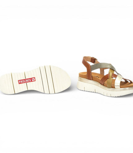 Pikolinos Women's Brown Leather Extra-Light Summer Wedge Sandals - Palma