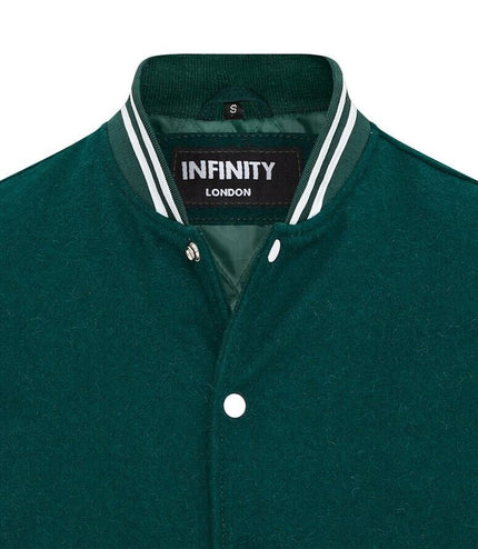 Letterman Baseball Wool Leather Varsity Bomber Jacket - Genoa - Green/White