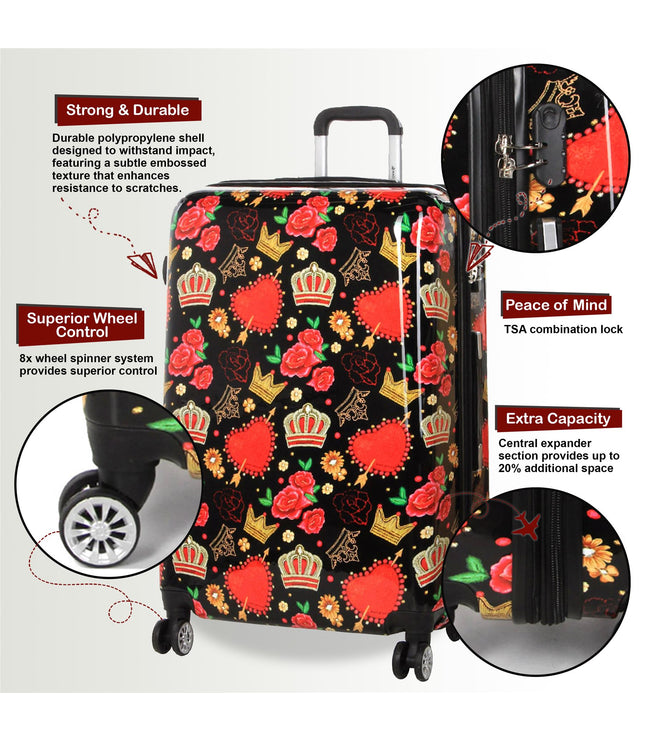 Ballina Large Hard Shell Suitcase in Black Queen Rosses