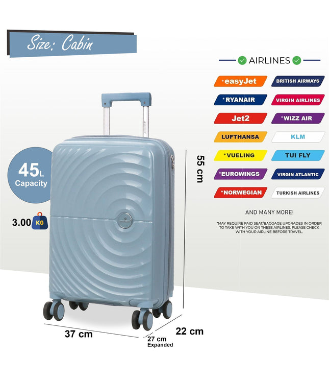 Balranald Cabin Hard Shell Suitcase in Sky Blue