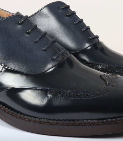 Justin Reess Men's Blue Patent Leather Brogue Formal Shoes - Harry