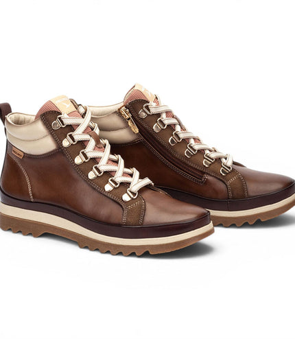 Pikolinos Women's Brown Leather Trainers Sneaker Winter Lace-up Boots - Vigo