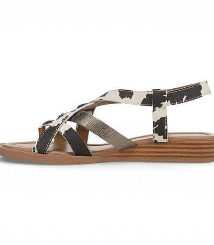 Blowfish Malibu Women's Black White Micro Wedge Strappy Sandals - April