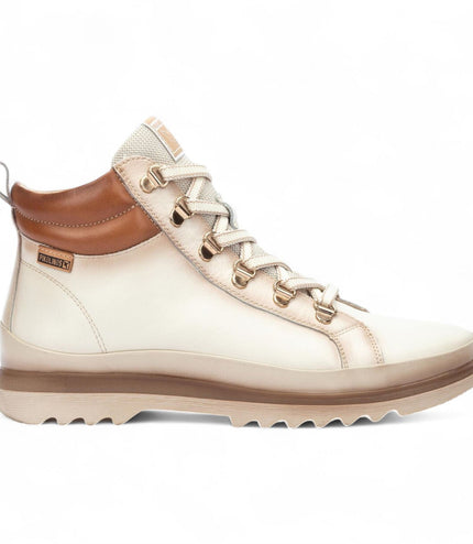 Pikolinos Women's Nata White Leather Ankle Trainers Boots - Vigo