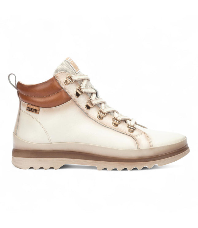 Pikolinos Women's Nata White Leather Ankle Trainers Boots - Vigo