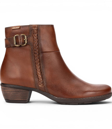 Pikolinos Women's Brown Leather Heel Ankle Boots - Utiel