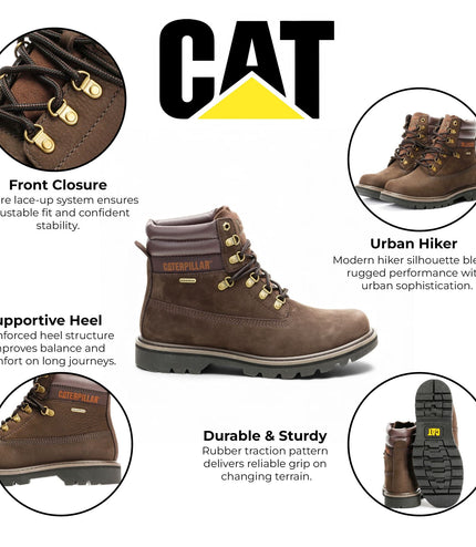 CAT (Caterpillar) Waterproof Colorado 2.0 Hiker Dark Brown Leather Walking Ankle Boots