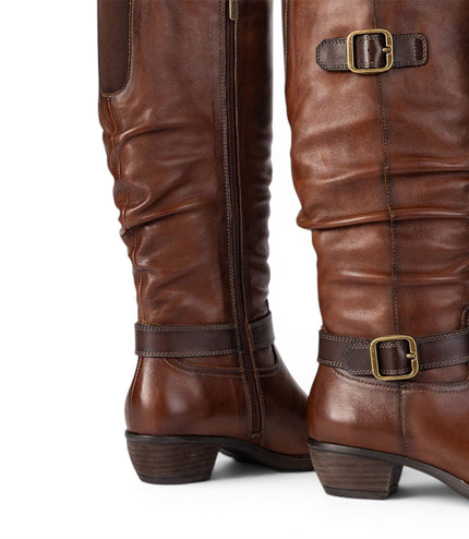 Pikolinos Women's Brown Leather Heel Knee-High Long Boots - Utiel