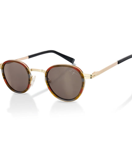 De-Gamme Gold Retro Round Polarized Sunglasses - Paris