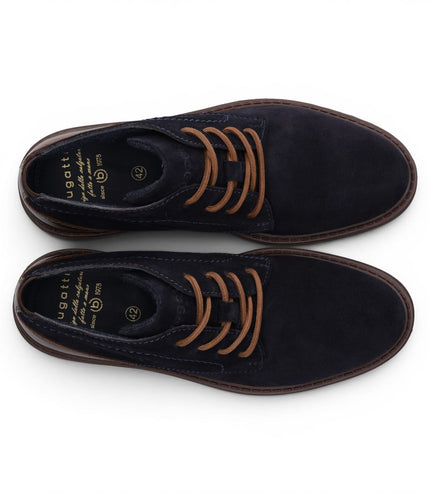 Bugatti Mens Navy Blue Suede Leather Lace-up Desert Ankle Boots - Lota