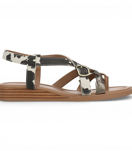 Blowfish Malibu Women's Black White Micro Wedge Strappy Sandals - April